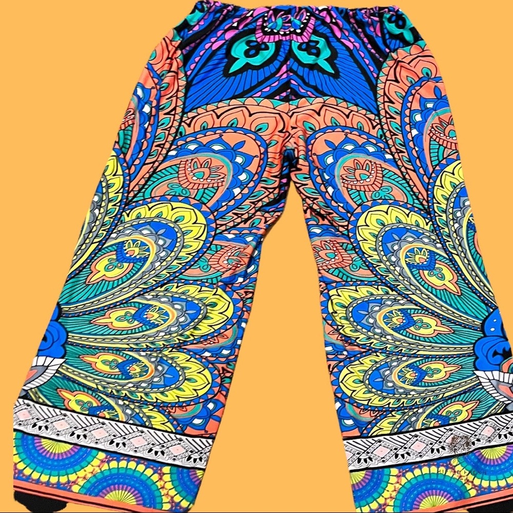 Stylish Boho Wide Leg Multicolored Palazzo Pants Size 2X